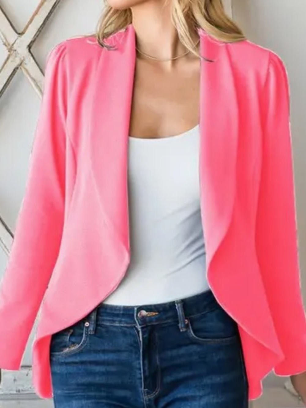 HEIMISH USA Neon Pink Draped Blazer Jacket